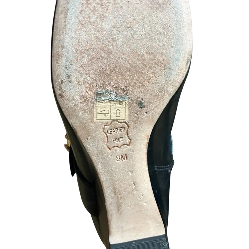 TORY BURCH Sophia Black Nappa Leather Tall Wedge Riding Boots
